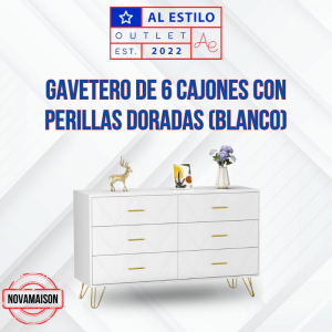 Gavetero de 7 cajones con perillas doradas NOVAMAISON blanco