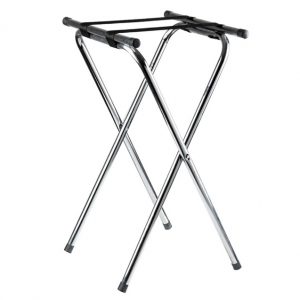 Soporte para 24 bandejas Tablecraft con cromado, construcción tubular, barra doble