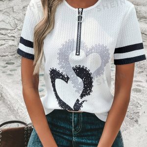 Blusa con estampado de Corazón M