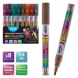 Marcador Acrílico Metalizados 8 Colores Pointer