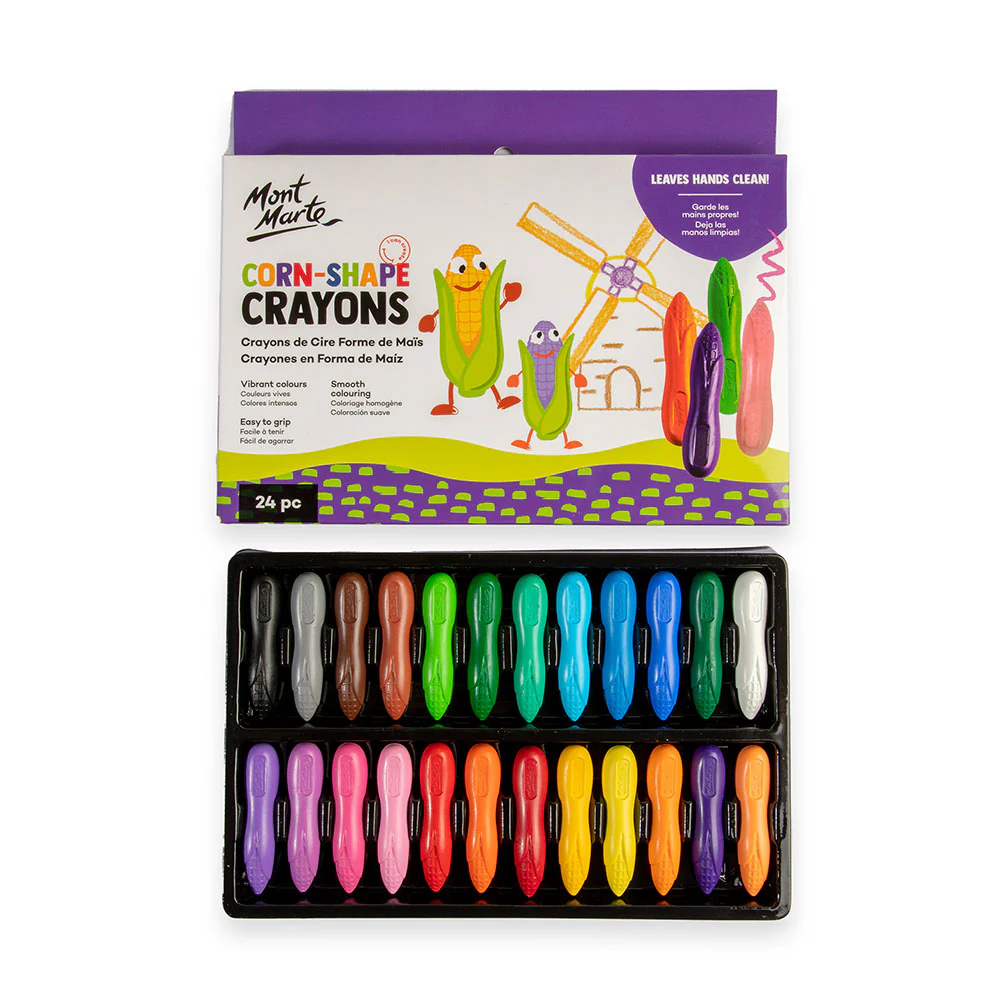 24 Crayones ergonómicos con forma de maíz Mont Marte