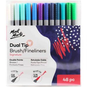 Set 48 Marcadores Doble Punta brush/fineliners Mont Marte