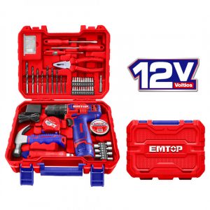 Barreno Inalámbrico 12 Voltios, Rotacional, kit de 88 piezas