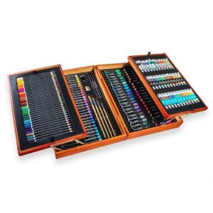 Maletín de madera Set para Dibujo y Arte con Técnicas Mixtas, 174 Piezas
