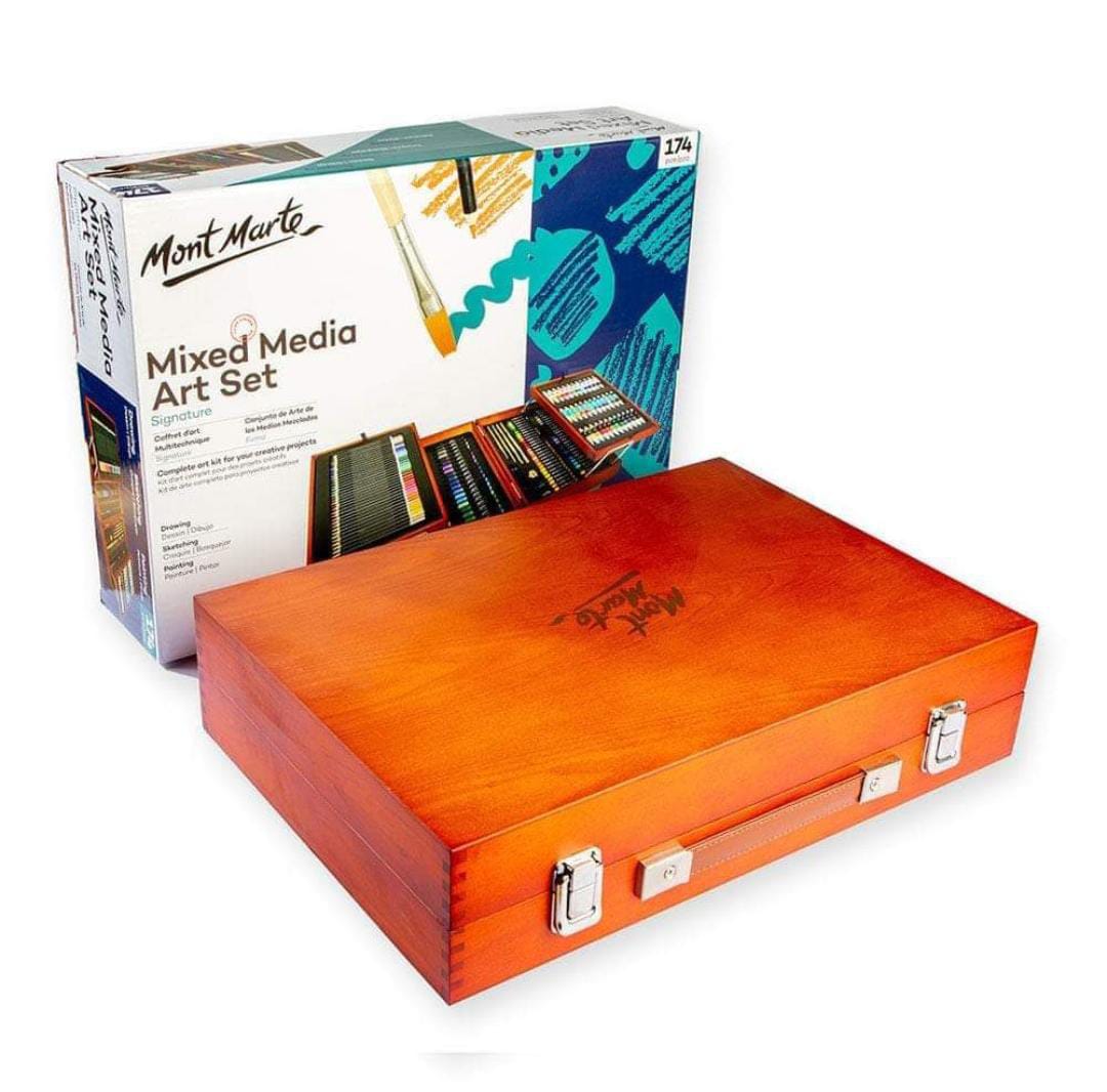 Maletín de madera Set para Dibujo y Arte con Técnicas Mixtas, 174 Piezas