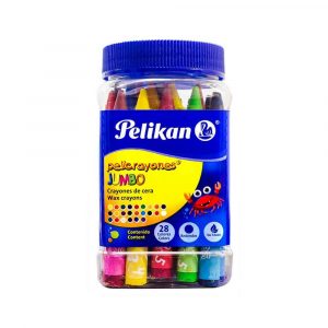 Crayón de cera triangular jumbo Bote con 28 colores Pelikan