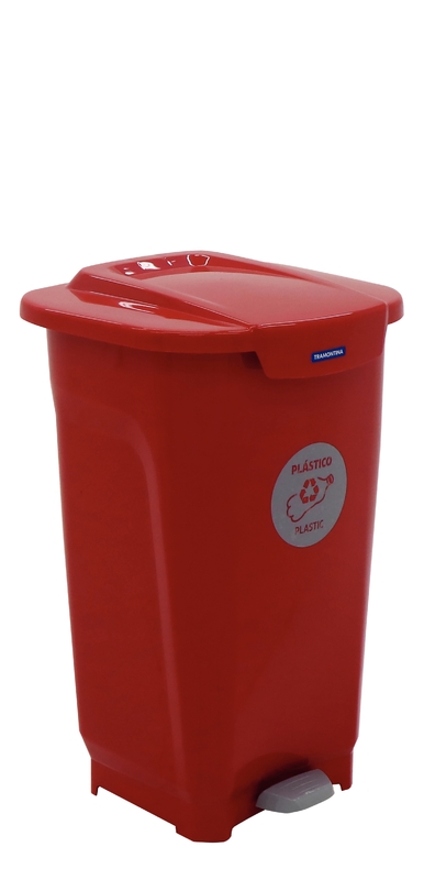 BASURERO C/TAPA Y PEDAL 50 LTS ROJO TRAM 92813/840
