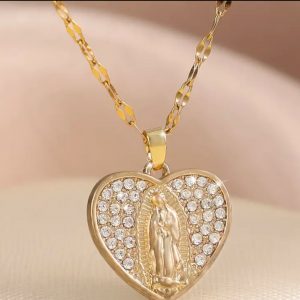 Collar de acero inoxidable chapada en oro 18 kilates color blanco