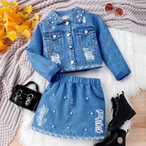 Traje de 2 piezas simulación de lona