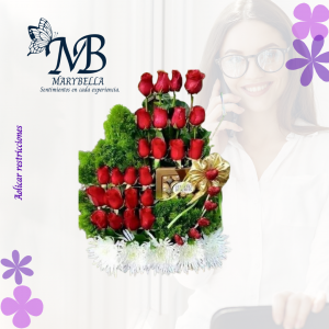 Arreglo floral y chocolates