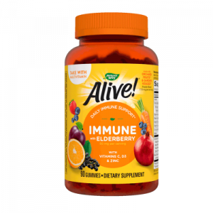 🍇 Immune Alive! Gomitas – 90 gomitas ✨ Mezcla de vitaminas, minerales, saúco negro, frutas y verduras para elevar el sistema inmune.