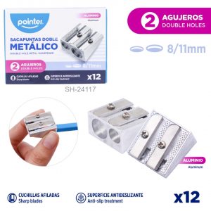 Caja de sacapuntas de metal doble Pointer