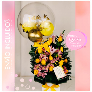 Rosas amarillas y Globos