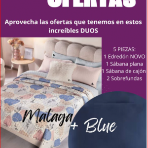 Combo de edredon malaga y sabanas blue