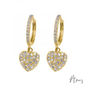 925 Silver Aretes Huggies Corazón Pavé