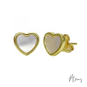 925 Silver Studs Corazón Madre perla Small