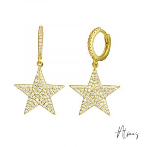 925 Silver Aretes Huggies Estrellas Pavé