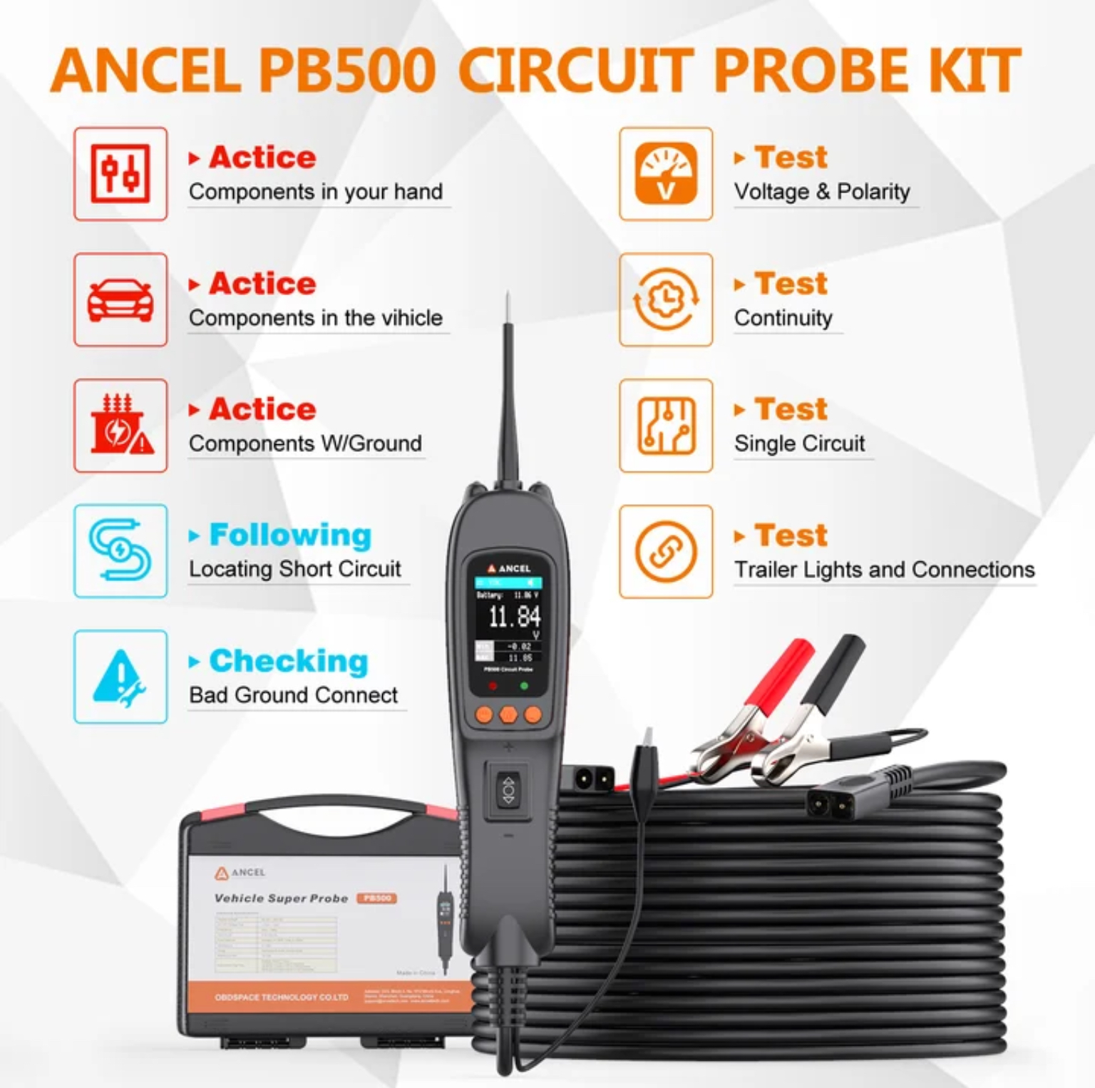 Ancel Pb500 Probador de circuitos automotriz