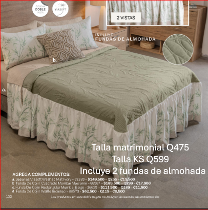 Edrecolcha BAMBU tallas matrimonial y KS