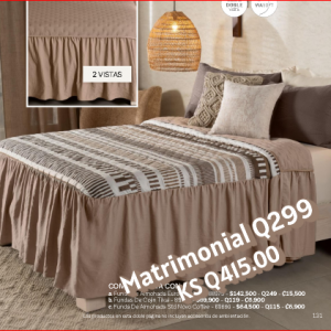 Edre colcha TONALA, opciones matrimonial y KS (precio varia)