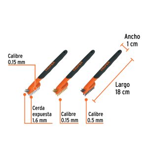 Juego de 3 mini cepillos de alambre 28 pinceles, Truper