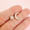 925 Silver Studs Luna y Estrella