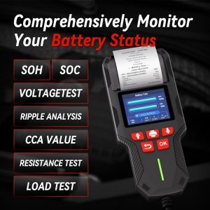 KONNWEI Kw700 Probador de batería de automóvil con impresora, probador de carga de batería automotriz de 12 V 24 V, prueba de arranque y carga, analizador de batería 100-2000CCA probador de alternador para