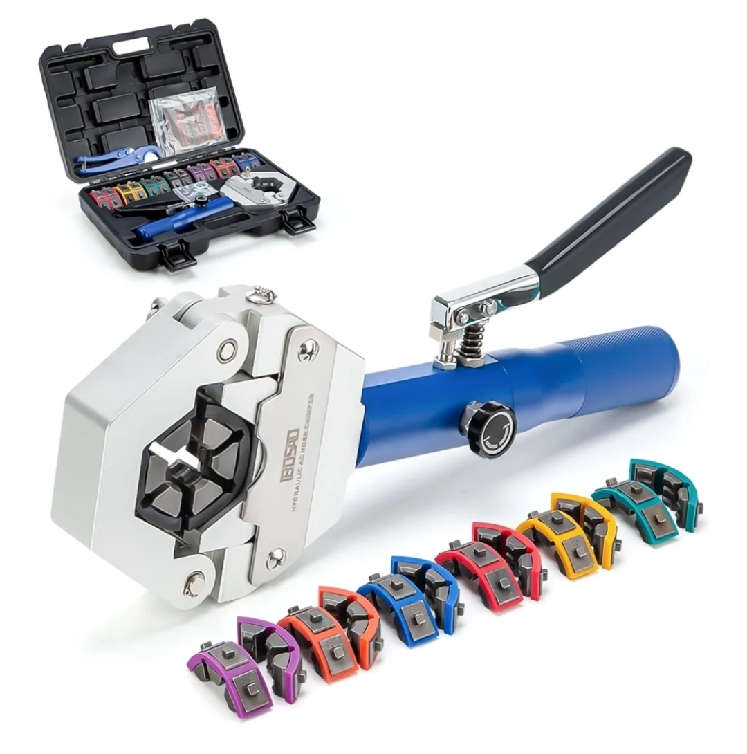 Crimpadora hidráulica de manguera de CA Hydra-Krimp 71500 Kit de crimpadora manual de manguera de A/C Kit de reparación de aire acondicionado Herramienta de prensado de manguera hidráulica