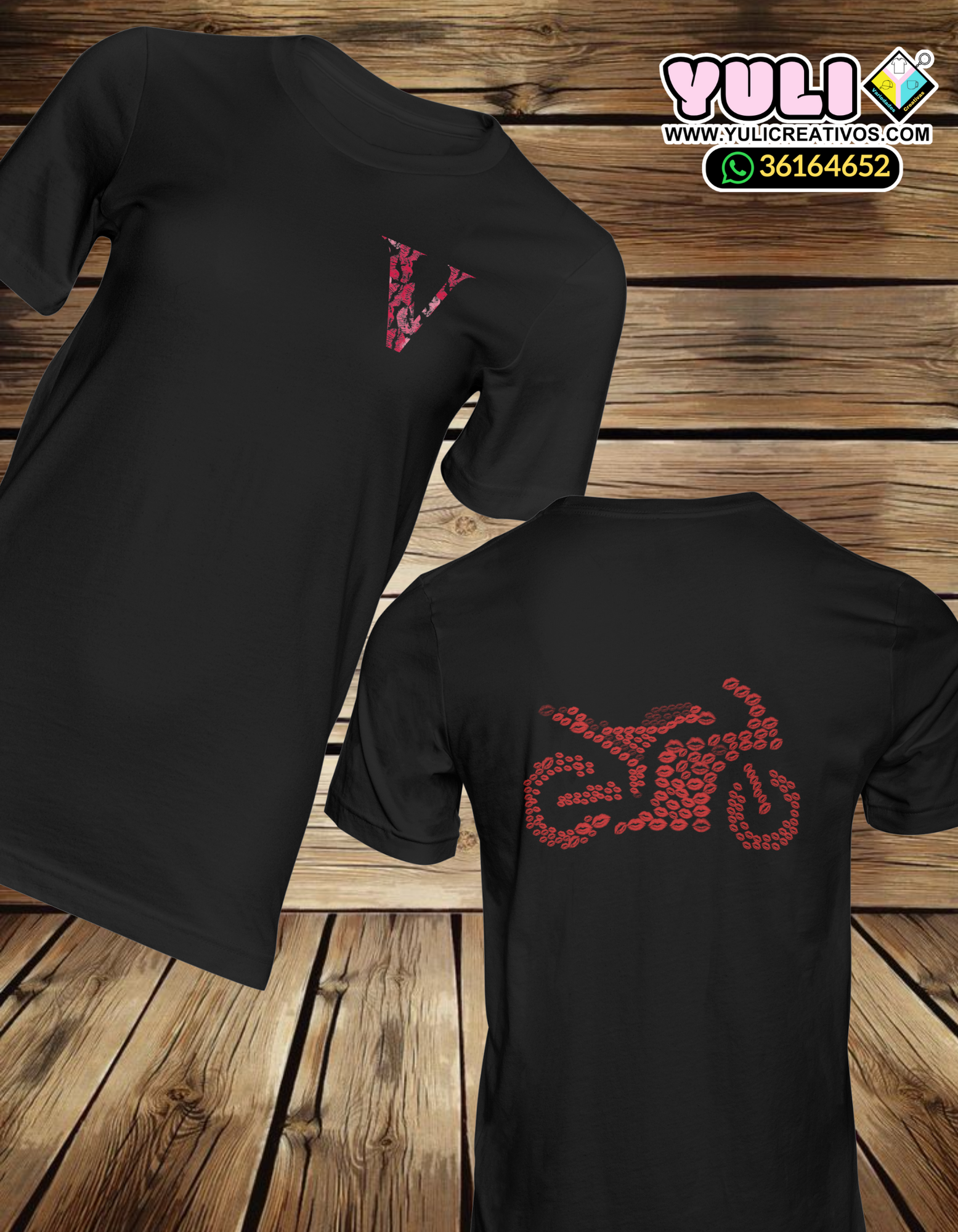 Playera con diseño de besos.