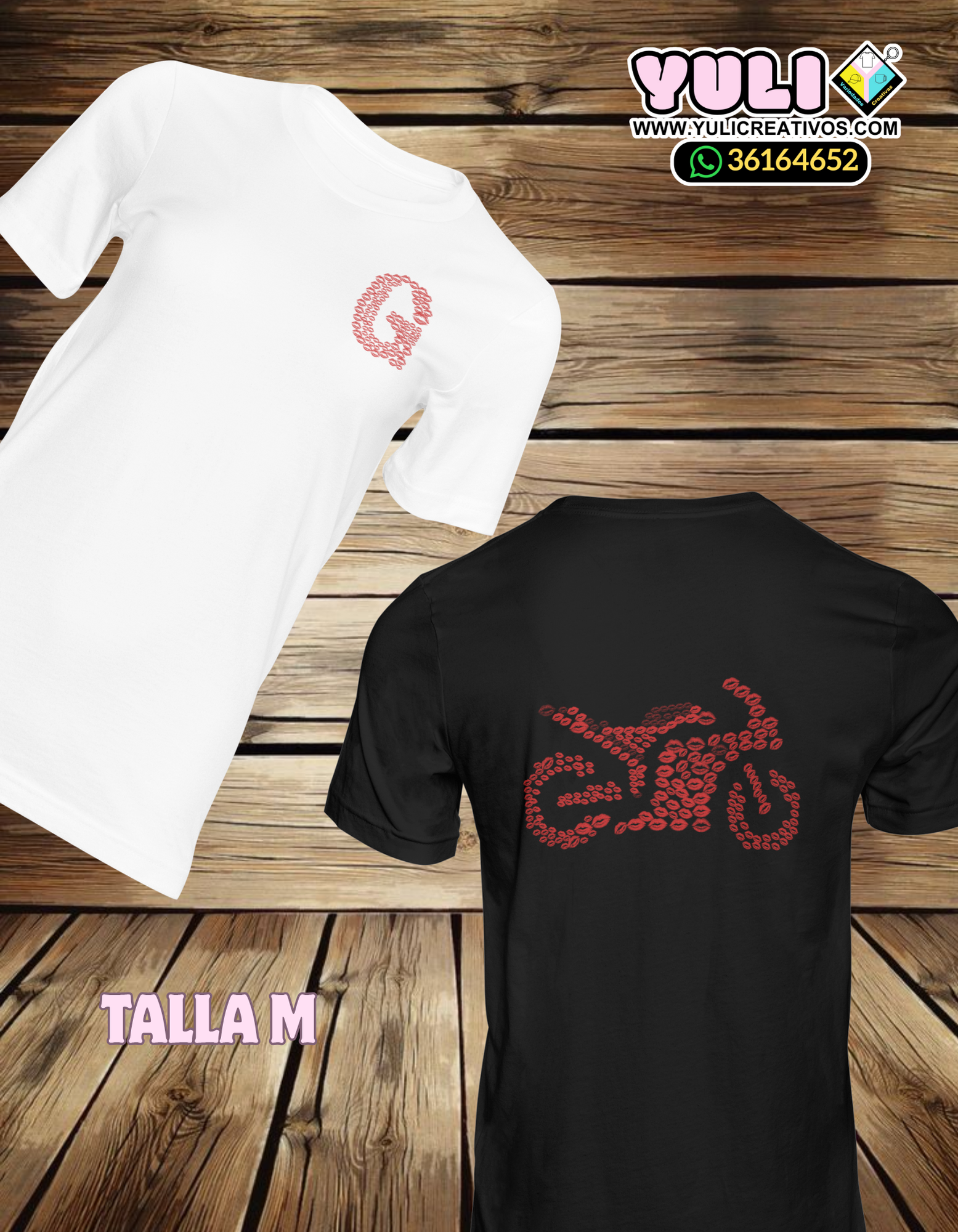 Playera con diseño de besos.