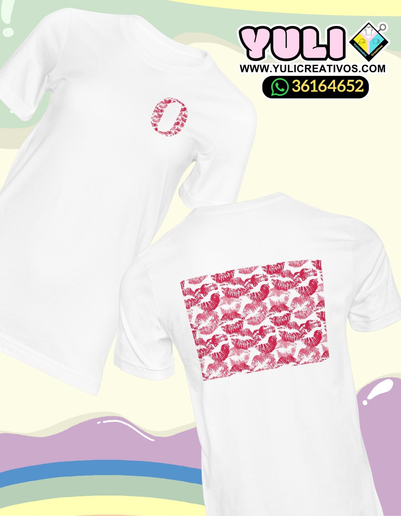 Playera con diseño de besos.