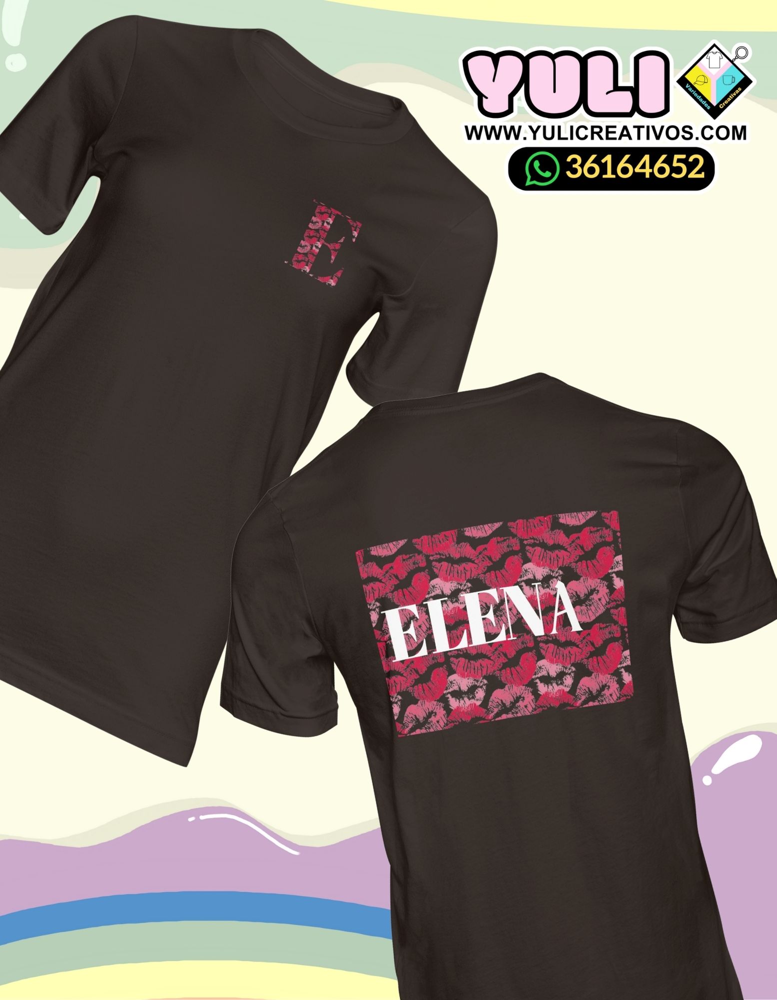 Playera con diseño de besos.