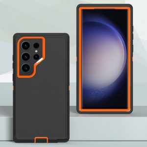 Funda para Samsung Galaxy S23 Ultra, resistente, resistente, a prueba de golpes, protección contra caídas para Samsung Galaxy S23 Ultra, negro y naranja