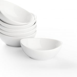 Dipping Bowls, 3 OZ Small Serving Bowls for Side Dishes,Set of 6 Mini Appetizer Plates for Condiment Sushi Ketchup, Porcelain, Tomato Sauce, Soy Sauce Dish Ceramic (4 Inch(3 Ounce))