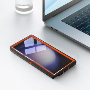Funda para Samsung Galaxy S23 Ultra, resistente, resistente, a prueba de golpes, protección contra caídas para Samsung Galaxy S23 Ultra, negro y naranja