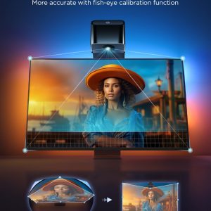 Govee Retroiluminación de TV 3 Lite con función de corrección de ojo de pez Sincronización con televisores de 55 a 65 pulgadas, tira de luces LED RGBICW Wi-Fi de 11.8 pies con cámara, 4 colores en 1 lámpara cuenta, control de voz y aplicación, adaptador