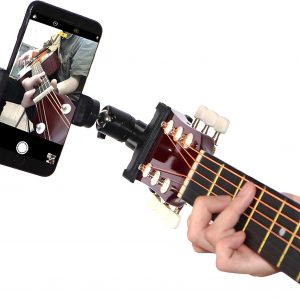 Soporte para teléfono con cabezal de guitarra para grabación de video en vivo, adecuado para teléfonos inteligentes iPhone y Samsung, compatible con guitarra eléctrica, bajo y ukelele