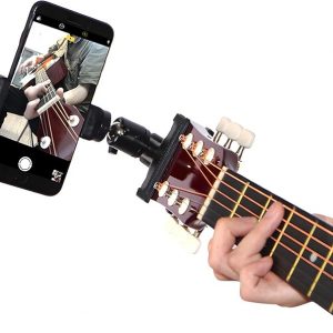 Soporte para teléfono con cabezal de guitarra para grabación de video en vivo, adecuado para teléfonos inteligentes iPhone y Samsung, compatible con guitarra eléctrica, bajo y ukelele