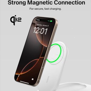 Belkin 3-in-1 MagSafe-Compatible iPhone Charger - Foldable Magnetic Qi2 Certified, MagSafe Charging Station for Phone, Apple Watch, AirPods - Wireless for Multiple Devices