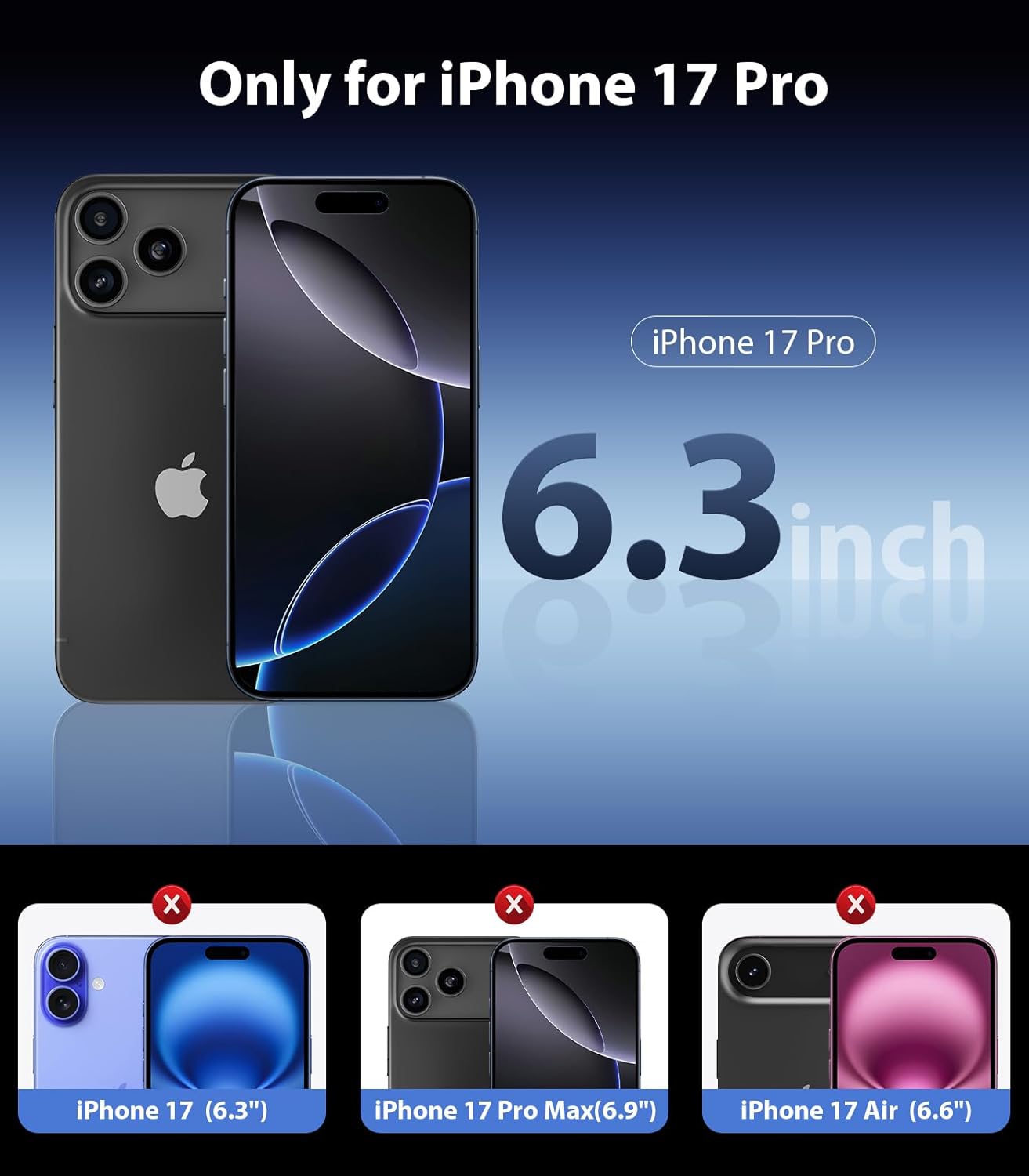 Mkeke – Funda transparente compatible con iPhone 17 Pro, antiamarilleo y con protección contra caídas de grado militar. Protector a prueba de golpes para iPhone de 6.3 pulgadas, modelo 2025
