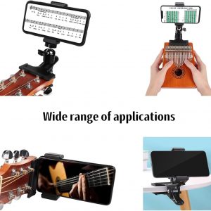 Soporte para teléfono con cabezal de guitarra para grabación de video en vivo, adecuado para teléfonos inteligentes iPhone y Samsung, compatible con guitarra eléctrica, bajo y ukelele
