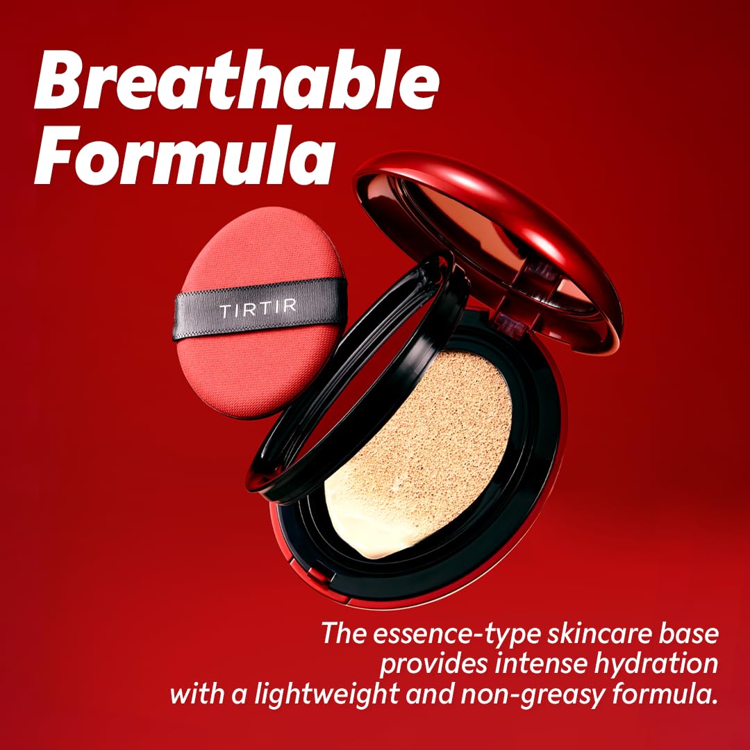 TIRTIR Mask Fit Red Cushion Foundation | Full coverage, Weightless, Skin fit, Satin Glow Finish, Korean Makeup BB Foundation, beauty, Tattoo cover up, Buildable (#29N Natural Beige, 0.63 Fl Oz)