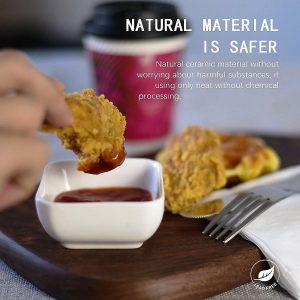 DELLING Ultra-Strong 3 Oz Ceramic Dip Bowls Set, White Dipping Sauce Bowls/Dishes for Tomato Sauce, Soy, BBQ and other Party Dinner - Set of 6