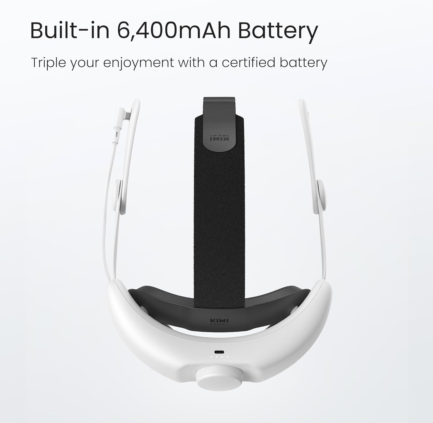 KIWI design K3 Boost Battery Head Strap Compatible with Meta Quest 3/Quest 3S, 6400 mAh Battery Pack Head Strap Accessories, Fast Charging & Reduce Face Stress