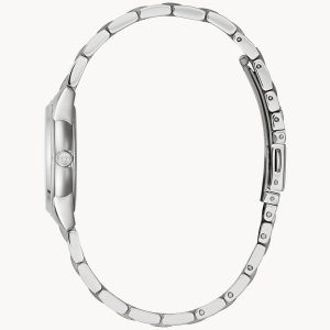 BULOVA Reloj de pulsera de acero inoxidable con esfera rosa para mujer, plateado, Pulsera