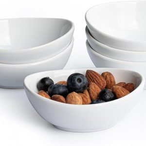 Dipping Bowls, 3 OZ Small Serving Bowls for Side Dishes,Set of 6 Mini Appetizer Plates for Condiment Sushi Ketchup, Porcelain, Tomato Sauce, Soy Sauce Dish Ceramic (4 Inch(3 Ounce))