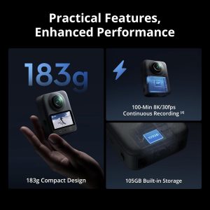 DJI Osmo 360 Camera Adventure Combo, Waterproof 8K 360° Action Camera with 1-Inch 360° Imaging, Extended Battery Life with 3 Batteries, Native 8K 360° Video, 105GB Built-in Storage, 360 Action Camera