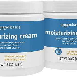 Amazon Basics Moisturizer Cream for Face, Dry Skin, Hydrating , 16 Ounces, 2-Pack