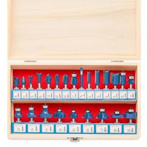 HILTEX 10108 Tungsten Carbide Router Bit Set, Woodworking Tools and Accessories, 1/4-Inch Shank, 24-Piece Set