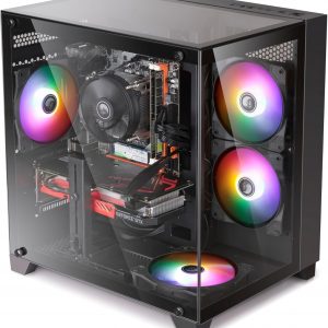 Prebuilt Gaming PC Desktop Computer,AMD Ryzen R5 5500 Desktop,Operating at A Frequency of 3.6-4.2 GHz,RTX 4060 Graphics Card with 8GB GDDR6 Video Memory,16GB RAM, 1TB NVME SSD,WiFi 5.0,RGB Fan x4